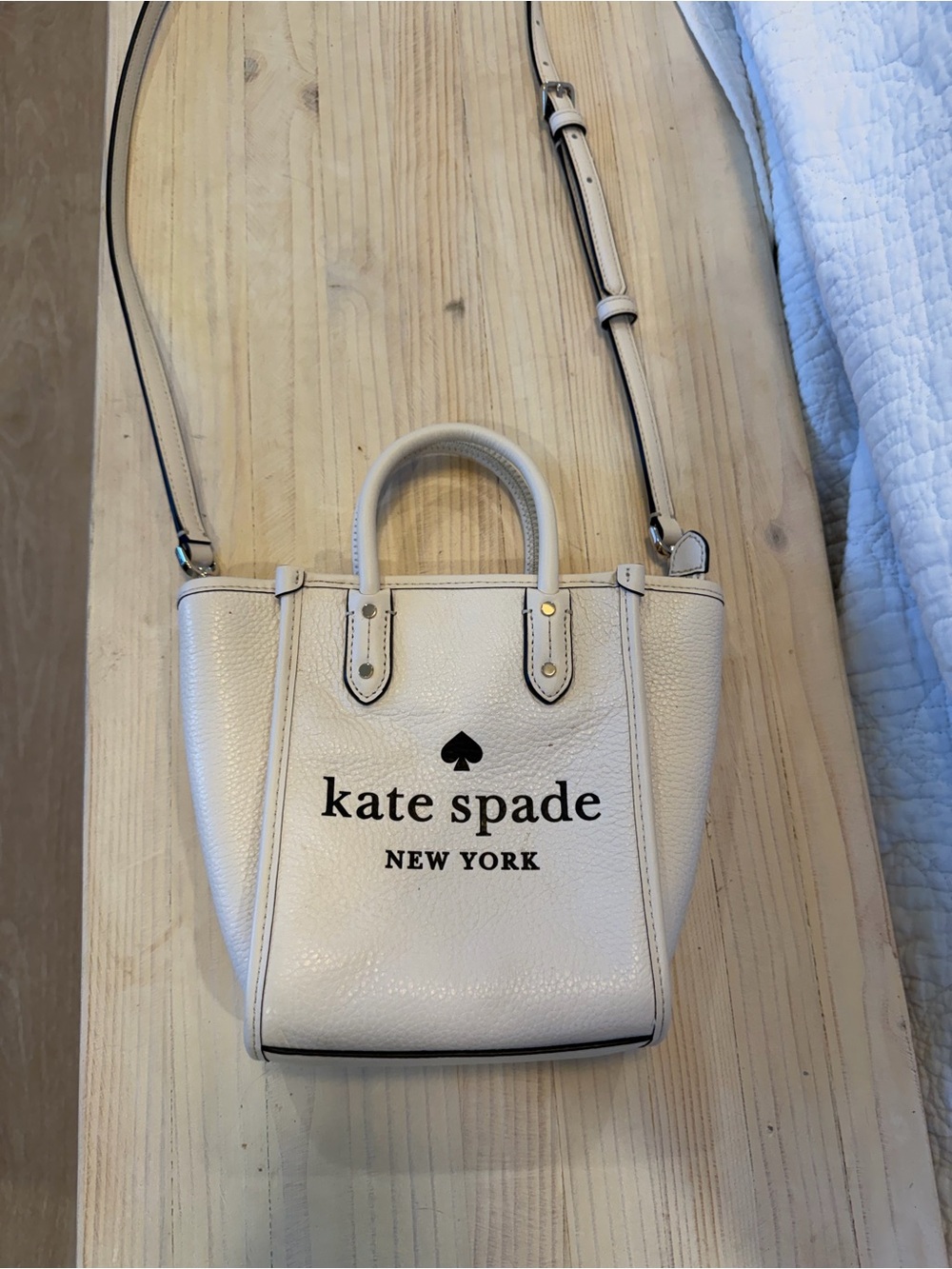 kate spade Cream Leather Crossbody Mini Tote